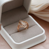New Luxury Hollow White AAA Cubic Zircon Diamonds Rings For Women with Rolled 14K Rose Gold Party Fine  Jewelry Gift