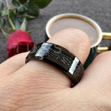 High Quality Beveled Polished Finish 8MM Black Meteorite Rings Men and Women Tungsten Gold Comfort Fit Wedding Band