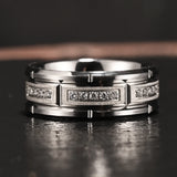 Brick Pattern Brushed  with CZ Diamonds Promise Engagement Wedding Tungsten Comfort Fit Rings for Men Women