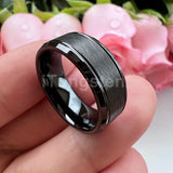 Classic Stepped Beveled Special Brushed 6mm 8mm Fashion Rings Tungsten Comfort Fit Wedding Band for Men Women