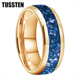 Awesome Blue Crystal Stone Inlaid 4/6/8MM Men's and Women's Comfortable Fit Wedding Tungsten Rings