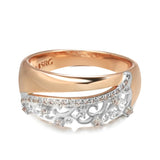 New Fashion Crystal Flower Design 14K Rolled Rose Gold Micro-wax Inlay AAA Zircon Diamonds Rings - Fine Jewelry