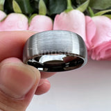 Superb Blue Domed Brushed 6mm 8mm  Tungsten Carbide Ring for Men and Women Comfort Fit Engagement Wedding Band