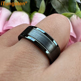 Trendy Jewelry Groove Polish Brush 8mm Classic Tungsten Engagement Wedding Band Forever Comfort Fit Ring Men Women