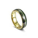 Green Opal and Green Wood Inlaid Polished 7mm Tungsten Wedding Rings For Men Women Comfort Fit Wedding Band Jewelry