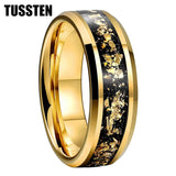 Awesome Gold Foil Inlaid 6/8MM Tungsten Men's and Women's Comfortable Fit Wedding Rings