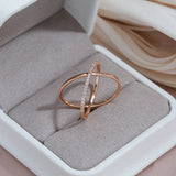 New Micro-wax Vintage Luxury Geometry Cross 14K Filled Rose Gold Rings AAA+ Cubic Zirconia Diamonds Fine Jewelry