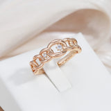 New Arrival High Quality 14K Rolled Rose Gold AAA Zircon Diamonds Curb Chain Rings For Women - Daily Jewelry