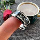 High Quality Beveled Polished Finish 8MM Black Meteorite Rings Men and Women Tungsten Gold Comfort Fit Wedding Band