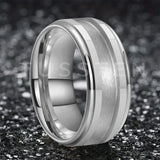 Tungsten Blank Core 3/4MM Groove Stepped Polished 10MM  Comfort Fit Rings and Wedding Bands for Men and Women