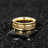 Stunning Silver/Black Brick Pattern Brushed Tire Design Mens Tungsten Comfort Fit Engagement Rings Wedding Bands