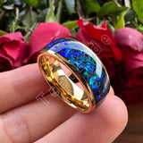 Very Beautiful Domed Polished Bright Opal 8mm Men Women Tungsten Comfort Fit Engagement Wedding Band