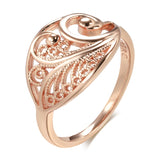 Vintage Personality Rolled 14K Rose Gold Oval Geometric Wave Texture Women Finger Rings Daily Jewelry Trendy Rings
