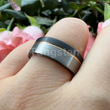 Terrific Offset Groove Brushed Finish 6mm 8mm Mens Womens Tungsten Carbide Ring Comfort Fit Wedding Bands