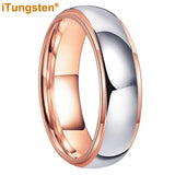 High Polished 6mm 8mm Tungsten Marriage Two Tone Comfort Fit Wedding Bands For Men, Women - Trendy Fashion Jewelry