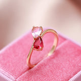Golden Romantic Pink Filled 14K Rose Gold AAA Zircon Crystals Simple Slim Rings For Women Luxury Jewelry Gift