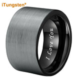 Classic Multiwidth Black Brushed FinishTungsten 6/8/10/12MM Flat Comfort Fit Wedding Band Ring for Men and Women