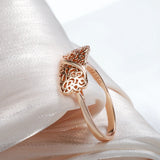 New Vintage Geometric Pattern Elegant Curve Filled 14K Rose Gold Rings for Women Simple Wedding Rings Fine Jewelry