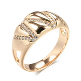 Luxury Geometric Personality AAA Zircon Diamonds Wide Face Women's 14K Filled Rose Gold Trendy Party Jewelry Rings