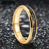 Pleasing Black Inlaid Gold Color Foil 4mm Tungsten Carbide Steel Rings  Wedding Ring for Men and Women Jewelry