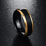 Wonderful Popular Classic Pure Tungsten Black and Gold-Color Wedding Engagement Men Rings