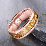 Outstanding Inlaid Gold colored crystal stone 4/6/8MM Men's and Women's Comfortable Fit Wedding Tungsten Ring