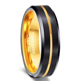 Excellent Black With Gold Color Brushed Tungsten Carbide Ring For Men 6/8mm Wedding Bands Male Engagement Rings