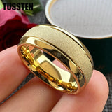 Super Sandblasted Gold 6/8MM Tungsten Ring for Men and Women Fashion Comfortable Fit Engagement Wedding Band