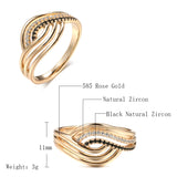 Superb Fashion Geometry 14K Rolled Rose Gold AAA Black Zircon Diamonds Rings for Women - Vintage Daily Fine Jewelry