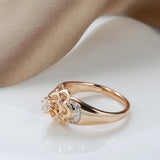 Luxury Smooth Petal Design Shiny 14K Filled Rose Gold AAA Zircon Diamonds Vintage Wedding Jewelry Flower Rings
