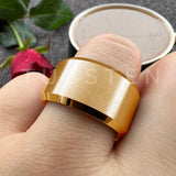 Super Beveled Edges Matte Finish Gold 10/12MM Tungsten Carbide Rings for Men Women, Fashion Engagement Wedding Bands