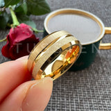 Sandblasted Finish 14K Gold Plated  6/8MM Tungsten Comfort Fit Ring for Men Women - Fashion Engagement Wedding Band