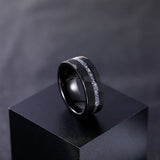 Aluminum Slag Inlay Hammer Pattern Groove Hammered 8mm Black Tungsten Carbide Comfort Fit Wedding Bands For Men