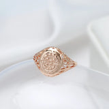 New Arrival Glossy Filled 14K Rose Gold Unique Pattern Round Rings for Women - Ethnic Bride Wedding Jewelry