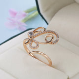 Unique Butterfly Open Ring For Women, 14K Filled Rose Gold With AAA+ Zircon Diamonds Holiday Party Fashion Jewelry