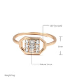 New Elegant Geometric Hexagon Square Filled 14K Rose Gold AAA Zircon Diamonds Trend  Jewelry Party Rings for Women
