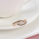 Stunning 14K Filled Rose Gold With White Black AAA Zircon Diamonds Full Paved Luxury Trendy Jewelry Rings For Women