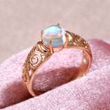 New Arrival Luxury Fashion Texture Gradient Moonstone Filled 14K Rose Gold Fashion Fine Jewelry Rings