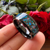 Trendy Galaxy Series Opal Inlay Polished Shiny 6mm 8mm Black Men Women Tungsten Engagement Wedding Band