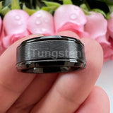 Classic Stepped Beveled Special Brushed 6mm 8mm Fashion Rings Tungsten Comfort Fit Wedding Band for Men Women