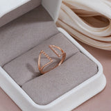 Best Design Geometric Filled 14K Rose Gold AAA Zircon Diamonds Pave Setting Open Rings - Modern Trendy Jewelry