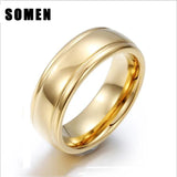 Fashion Classic Style Anti-Scratch 7mm Gold Color Men Tungsten Carbide Ring For Wedding Bands  - Party Rings Jewelry