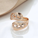 Personality Twist Chain 14K Filled Rose Gold With AAA Zircon Diamonds Rings Fashion Women Rings Party Unusual Jewelry