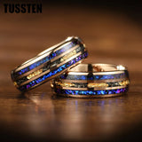 Orion Nebula Opal Meteorite Gold Foil Inlay 8MM Tungsten Rings For Men and Women - Engagement Wedding Promise Bands