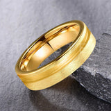 Customized Inlay, 1.5mm Offset Groove Pipe Cut Matte 6MM Gold/Silver Tone Tungsten Blank Core Comfort Fit Rings