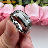 Elegant Grooved Beveled Finish 6mm 8mm Popular Sandblast Tungsten Engagement Wedding Band Ring for Men Women