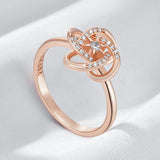 Unique Geometry Cross Flower Rolled 14K Rose Gold AAA Zircon Diamonds Ethnic Bride Rings Daily Jewelry