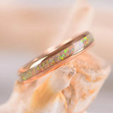Rose Gold/Silver Color White Created-Opal Tungsten Carbide Wedding Rings For Women Men, Engagement Wedding Gifts