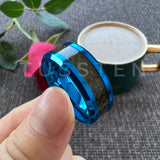 Excellent Shiny Bevel Edges 8MM Black Carbon Fiber Ring Classic Tungsten Comfort Fit Wedding Band For Men Women