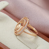 Luxury Glossy AAA Zircon Diamonds Paved Original Design Fashion Filled 14K Rose Gold Women's Ring Daily Jewelry Gift